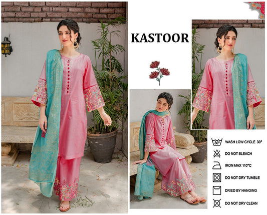 3 PIECE-EMBROIDERED DHANAK SUIT-BG768